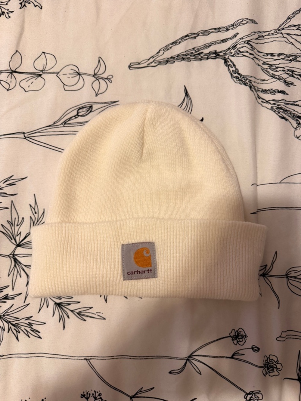 Carhartt Rib Knit Cuff Beanie in Off-White